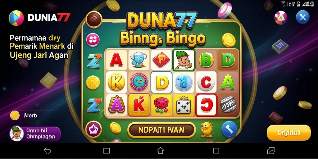 Screenshot gameplay DUNIA77 menampilkan momen seru Bingo.