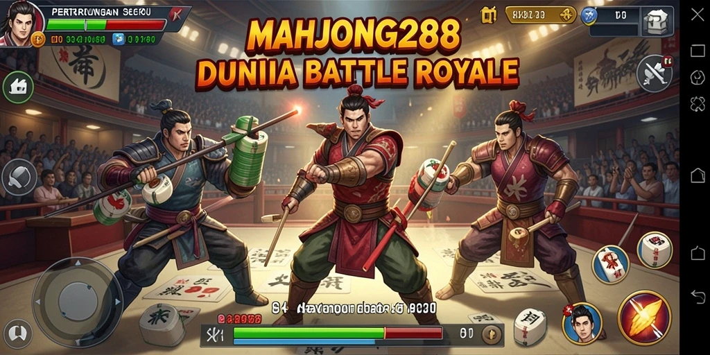 Tampilan aksi seru di MAHJONG288 dalam pertempuran Battle Royale.