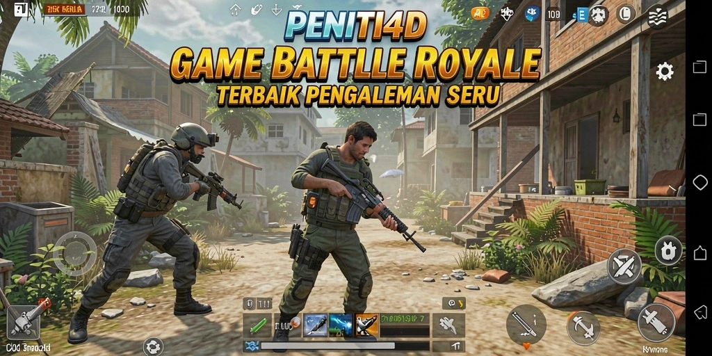 Tampilan gameplay seru dalam PENITI4D yang menunjukkan aksi Battle Royale.