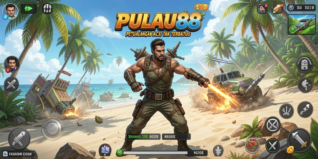 Screenshot menampilkan aksi mendebarkan dalam PULAU88.