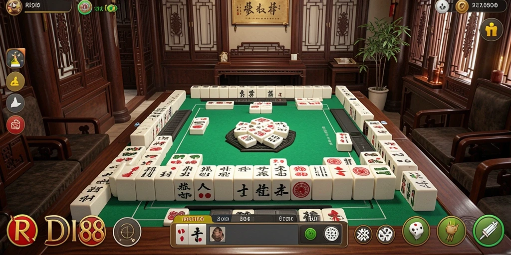 Tampilan gameplay RDI88 yang seru dan menantang di papan Mahjong.
