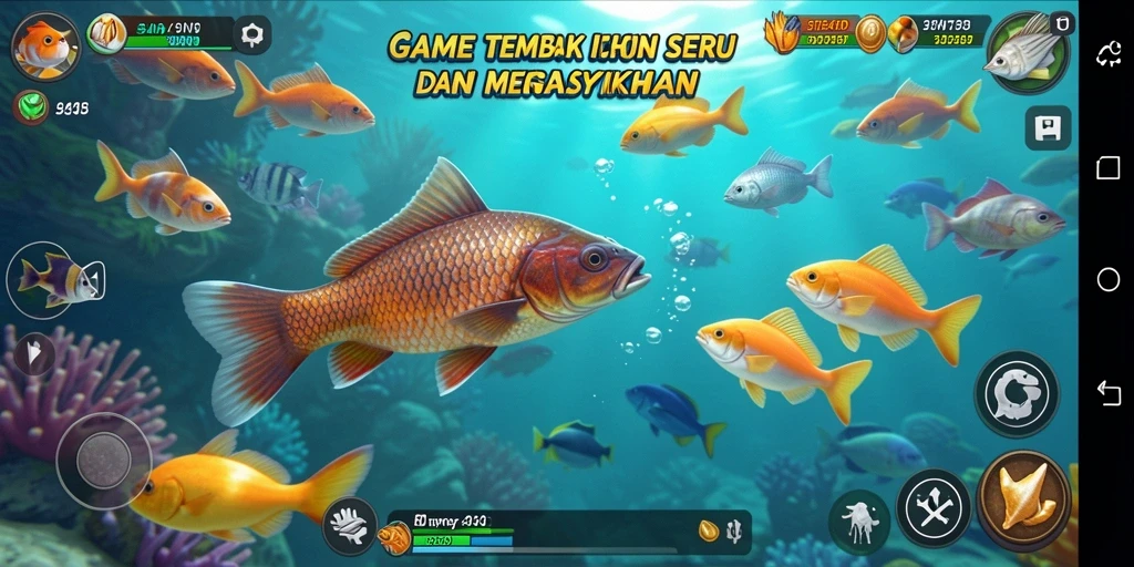 Tangkapan layar menunjukkan aksi seru dalam gameplay Tembak Ikan.