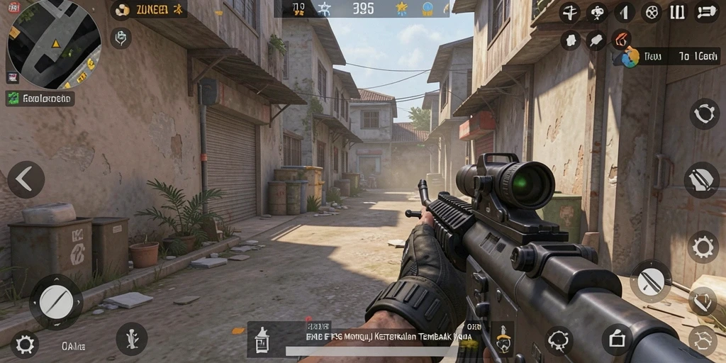 Screenshot gameplay ZK3 menampilkan aksi tembak-menembak yang intens.
